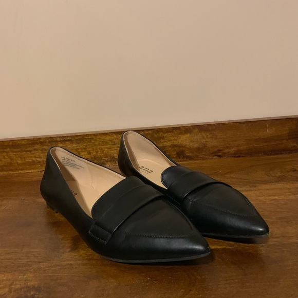 a.n.a Shoes Ana Black Faux Leather Pointed Toe Flats